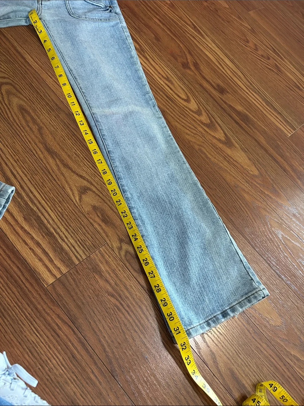 Y2K Vintage Ultra Low Rise Hint Light Wash Women's 3 Flare Jeans - Light Blue